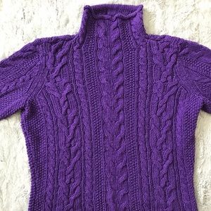 Ralph Lauren Cotton Cable Knit Sweater Purple